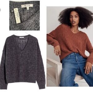 Madewell Alpaca V-Neck Sweater Heather Gray XS NWT